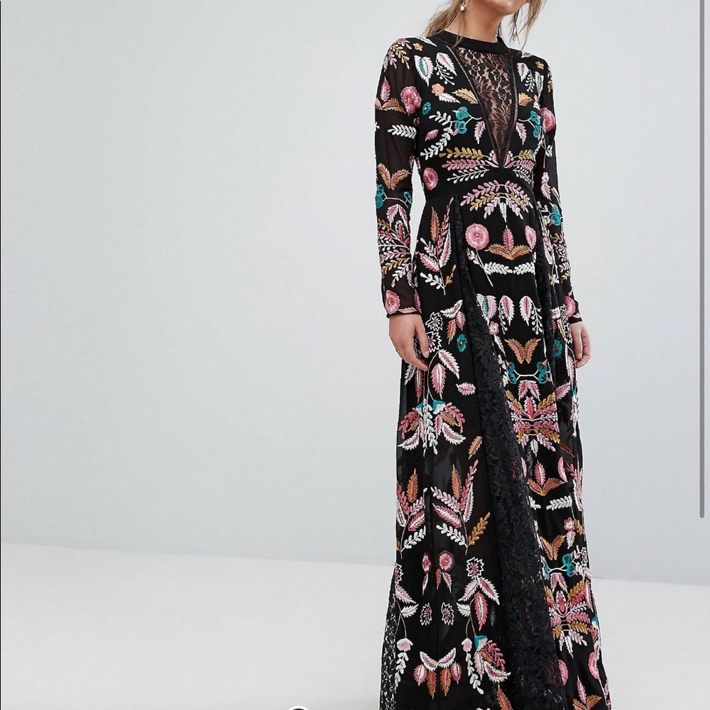 Frock and Frill Long black dress Size 6